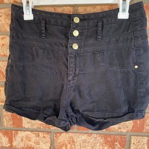 Charlotte Russe Black High Rise Jean Shorts (Size 8)